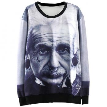 Ninimour Sudaderas con impresión estampado 3D Galaxy Floral Einstein Print Sweatshirt Hoodies para Mujer