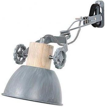 Lámpara de Pared Industrial Gearwood Mexlite con Domo de Madera Blanca y Estructura Flexible en Color Gris
