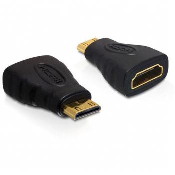 Adaptador HDMI Mini C Macho a HDMI A Hembra DeLOCK 65244 - Alta Velocidad, Negro