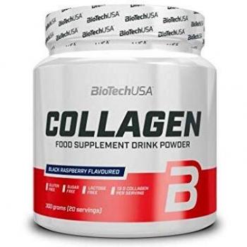 BioTech USA Collagen 300g with Hyaluronic Acid and Vitamins C & E - Black Raspberry Flavor