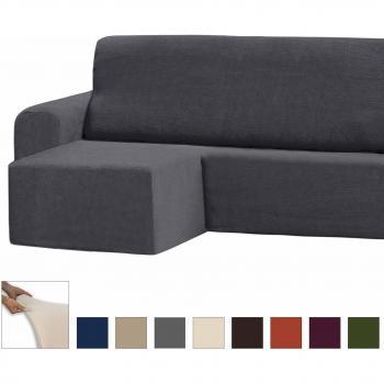 Eiffel Textile Adaptable Lavable Funda Brazo Derecha, Poliéster, Gris, Chaise Longue Corto Izquierda