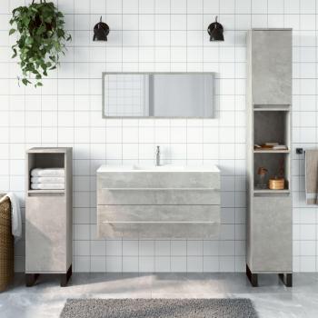 Mueble de baño con espejo gris hormigón de madera multicapa Vidaxl - Armario de baño con espejo de madera de ingeniería gris hormigón