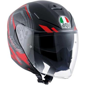 AGV Casco Moto K-5 Jet E2205 Multi, Urban Hunter Matt Negro/Rojo, MS
