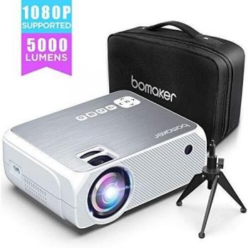 Proyector bomaker 5000 lumenes soporta 1080p full hd mini proyector portatil cine en casa 720p nativo con tripode bolsa de transporte hdmivgaavusbsd gc555 2020 actualizado