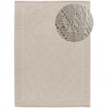 Alfombra Étnica de Algodón Reciclado Beige con Relieve 160x230 cm