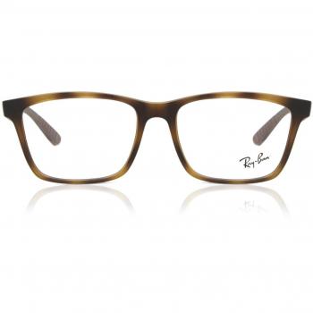 Ray-Ban RX7025 8282 Unisex Square Tortoiseshell Eyeglasses Size 53 with Blue Light Blocking Option