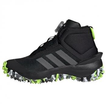 Adidas Fortatrail Kids Sneakers - Unisex, Core Black/Iron Met/Lucid Lemon, Size 32
