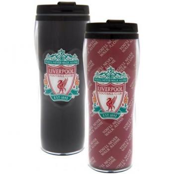 Taza de viaje térmica Liverpool FC negra y roja, que cambia de color con el calor, tamaño único