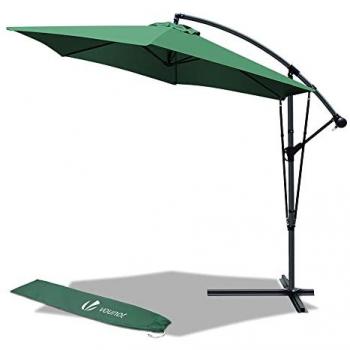 Sombrilla Voladiza Parasol 3m con Correa de Fijación y Protección UV, Verde
