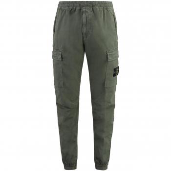 Stone Island Men's Logo Cotton Cargo Trousers in Green | Size 30 | 8115313L1V0159