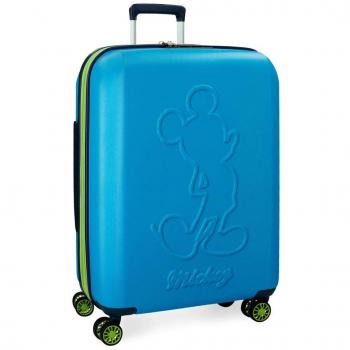 Disney Mickey Colored Maleta grande Azul 45x68x27 cms Rígida ABS Cierre TSA 77L 4Kgs 4 ruedas dobles Extensible