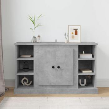 Aparador de madera contrachapada 100x35,5x60 cm en color gris hormigón, mueble de almacenaje para salón, buffet y armario auxiliar