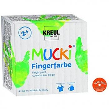 Set de Pintura para Dedos MUCKI - 4 colores de 150 ml, vegano y lavable