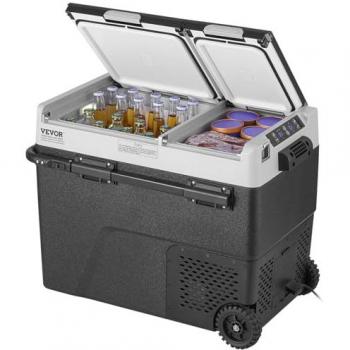 Vevor 58L Portable Car Refrigerator - 12V Dual Zone Freezer with Adjustable Temperature -20°C to 20°C