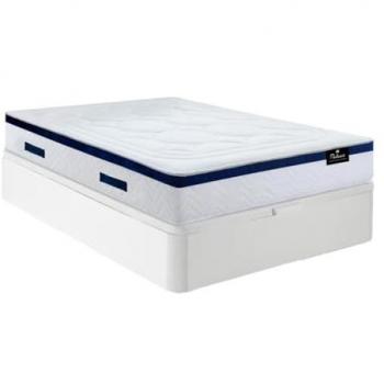 Cama 160 x 200 cm - canapé abatible blanco + colchón de muelles ensacados MARQUIS de DREAMEA