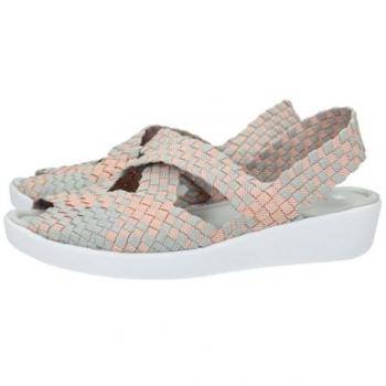 Sandalias de lycra color NUDE 13410, trenzado elástico, cuña en color blanco, tiras elásticas, sujección con tira al tobillo, para mujer, talla 40