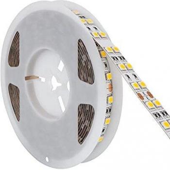 Tira LED 24V DC 120LED/m 5m Doble Ancho IP20 15mm Corte cada 10cm Luz Fría 6000K - 6500K