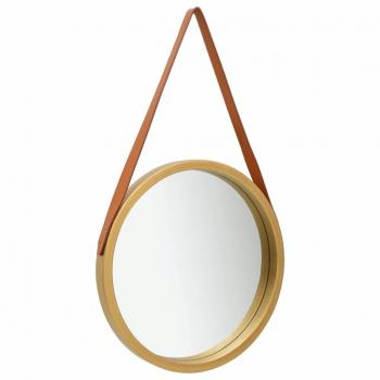 Espejo de pared con cinturón 50 cm oro
