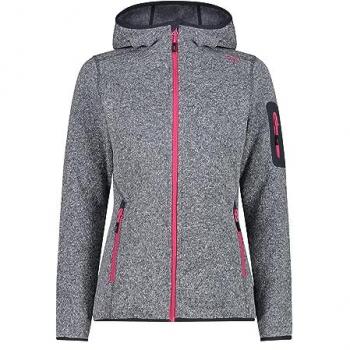 CMP Forro Polar con Capucha para Mujer, Gris Jaspeado, Fijo, Titanio-Fucsia, XS