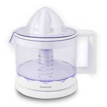 SUNTEC Exprimidor ZIP-8427 comfort – Eléctrico, con colador y recipiente de zumo extraíble – Exprimidor de plástico para naranjas + limones + limas – Exprimidor eléctrico sin BPA con máx. 25 vatios
