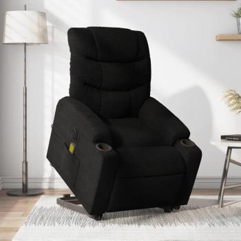 Sillón de masaje eléctrico reclinable elevable en tela de color gris claro, gris oscuro y negro - vidaXL