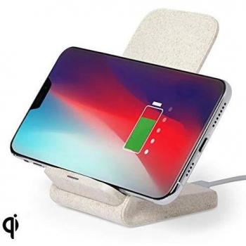 Cargador Inalámbrico Qi para Smartphones de Caña de Trigo ABS Natural 146537
