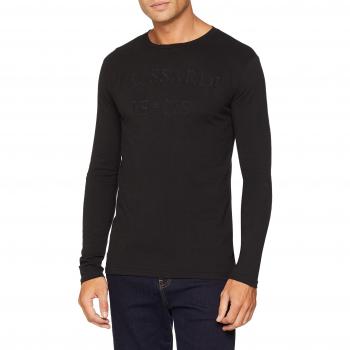 Trussardi Jeans Pure Cotton Long Sleeves T-Shirt Camiseta de Manga Larga, Negro