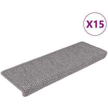Alfombrilla Autoadhesiva de Escalera Sisal 15 uds Protector Color Antracita, Gris y Beige, Plateado 65x21x4 cm