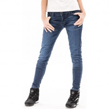 Ixon Pantalones de Moto para Mujer Judy Azul Medio - Jeans de moto para mujer, color azul medio, diseño moderno y ajustado, fabricados con materiales resistentes a la abrasión, equipados con protecciones en rodillas y caderas