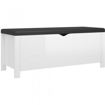 High Gloss White Storage Box with Cushion 105x40x45 cm