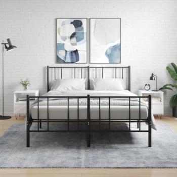 Mesita de noche 2 piezas blanco pulido 40x35x50 cm madera multicapa
