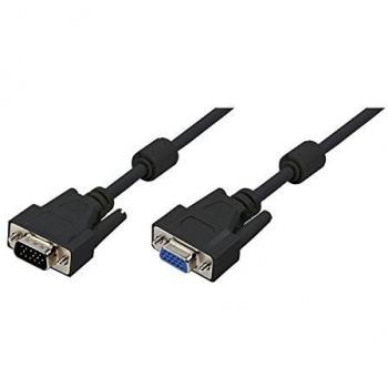 Cable VGA Macho-Hembra 5 Metros HD DB15 Extensor LogiLink con Núcleos de Ferrita Negro