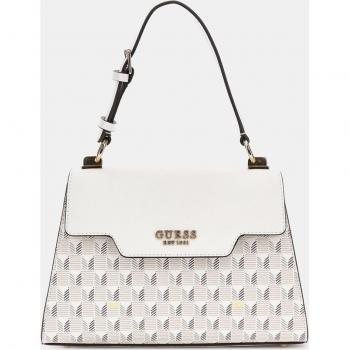Guess Hallie Flap Bag with Top Handle and Stone Logo Closure