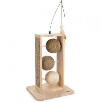 Lomax Juguete Interactivo de Madera para Gatos - Esfera, Torre con Boas Rascadoras, 34,5 x 29,5 x 50 cm (L x An x Al), Pelota Rasc
