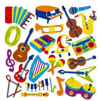 Baker Ross- Pegatinas de espuma con forma de instrumentos musicales