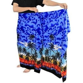La Leela likre playa del mar playa impresa hawaiano de natación pareo azul real de los hombres