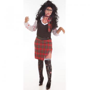Disfraz de Colegiala Zombie Roja para Mujer.