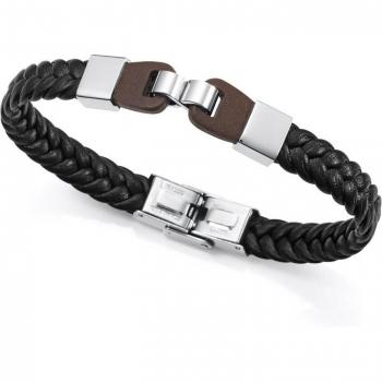 Pulsera de hombre Viceroy Magnum de piel negra trenzada y detalles de acero