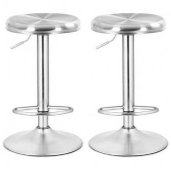 Brushed Stainless Steel Swivel Bar Stools (Set of 2)