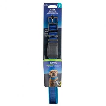 Nite Ize NiteDog Rechargeable LED Collar, Blue, USB Rechargeable Light Up Dog Collar with Metal Buckle, Water Resistant, One Size