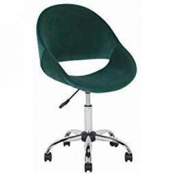 Silla de oficina giratoria Selma verde esmeralda con tapizado de terciopelo y base plateada, altura ajustable