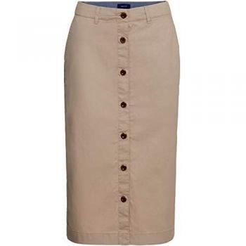 Gant Chic Beige Longuette Skirt with Classic Button Detail - IT36|XXS, Midi Skirts, female, Beige, Size: S, Buttons and Pockets