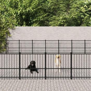 Jaula para perros de acero al aire libre 76,21 m² - Perrera de exterior de acero 76,21 m² Negro