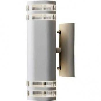 Aplique de exterior Modena, 2 luces, blanco, diseño moderno Up & Down, aluminio, altura 28.5 cm