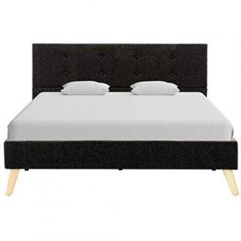 vidaXL Estructura de Cama Tela Somier Mobiliario Hogar Casa Clásica Práctica Cómoda Moderna Robusta y Duradera Sin Colchón Gris Oscura 120x200cm