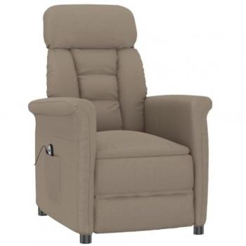 Sillón reclinable eléctrico de piel de ante sintética gris taupé, ajustable, con reposapiés, ergonómico, ideal para salón y oficina