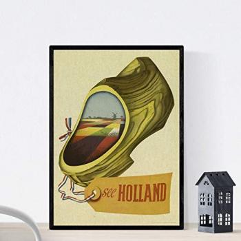 Póster Vintage Europa Viaje a Holanda Sin Marco - Tamaño A4