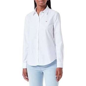 Camisa Oxford Slim Fit Elástica de Manga Larga para Mujer Gant Blanca 34