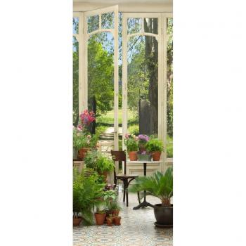 Plage Jardín De Invierno Trampantojo de Puerta, Vinilo, Multicolor, 83x3x204 cm