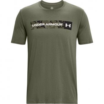Under Armour Men's Camo Chest Stripe Short Sleeve T-Shirt in Olive Cotton